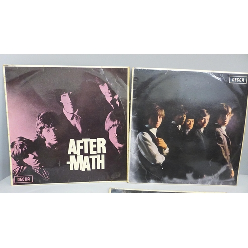 669 - Three early The Rolling Stones LP records, After Math, first and second albums (LK4605 1A/5A pressin... 