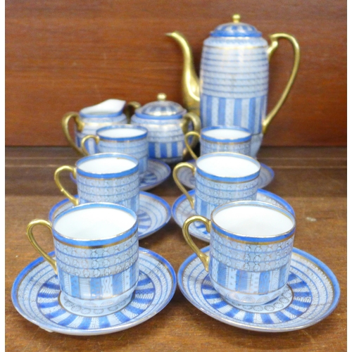 672 - A Japanese Chikaramachi six setting tea set with cream and sugar