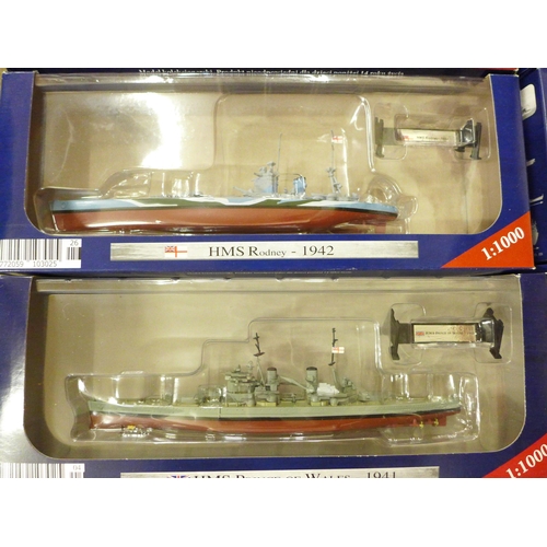 687 - Ten Warships of WWII Collection model ships, boxed