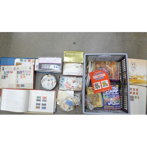 691 - A box of mixed stamps and First Day Covers; a SG Great Britain Commemorative Stamps album, Chinese T... 