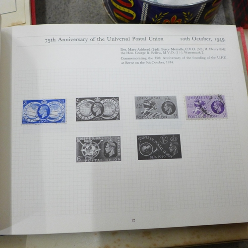 691 - A box of mixed stamps and First Day Covers; a SG Great Britain Commemorative Stamps album, Chinese T... 