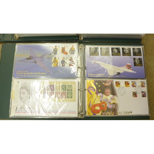 696 - Stamps; Great Britain 2001-2009 three albums of first day covers, 180+ in total, all are luxury type... 