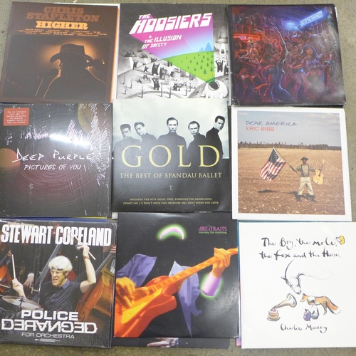 701 - 46 modern re-issue LP records, rock and pop including Roger Waters, David Bowie, Kylie Minogue, Moby... 