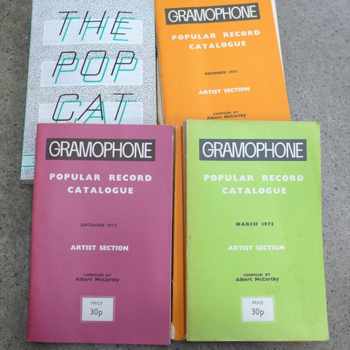 702 - A collection of record release catalogues from 1950s onwards including Gramophone Popular catalogues