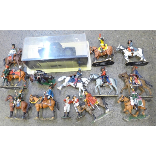 704 - A large amount of delPrado metal soldiers and other figures and a die-cast tank