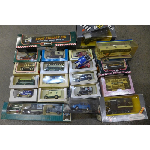 714 - A collection of boxed model vehicles including Corgi Eddie Stobart, Days Gone, Lledo, etc.