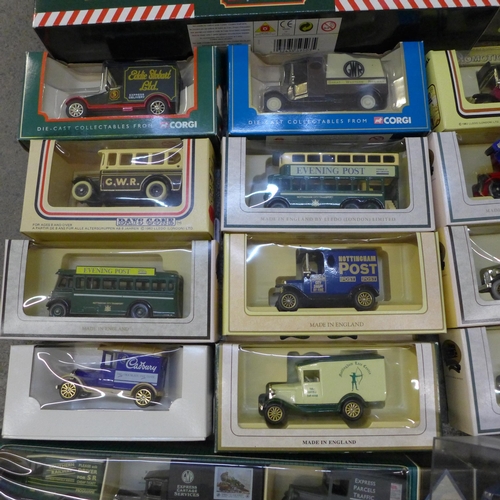 714 - A collection of boxed model vehicles including Corgi Eddie Stobart, Days Gone, Lledo, etc.