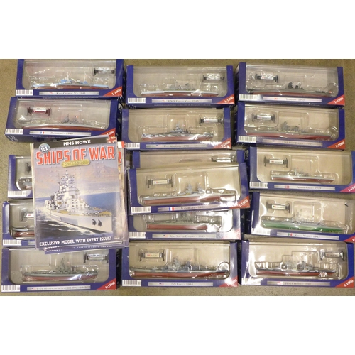 719 - Sixteen Warships of WWII Collection model ships, boxed and magazines