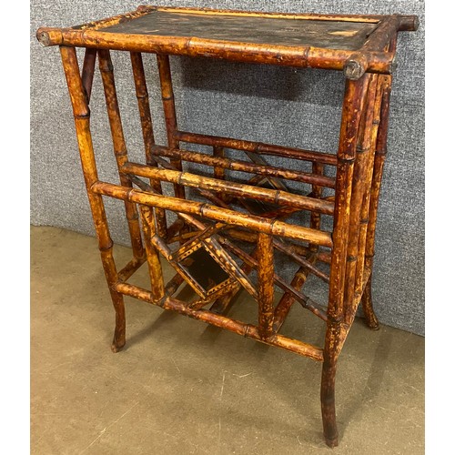 89 - A Victorian Aesthetic Movement bamboo newspaper stand/table