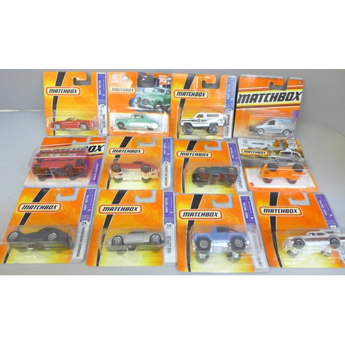 724 - Twelve Matchbox model vehicles including eight MBX-Metal Series, in bubble packs