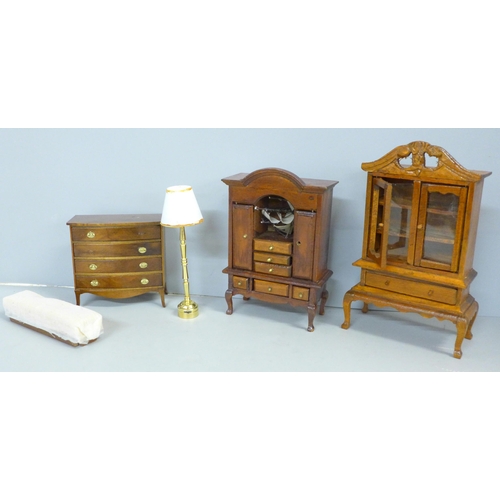 745 - A quantity of dolls house furniture, some a/f