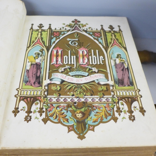 748 - A 19th Century family Bible published by J Harwood & Company with gilt metal fittings