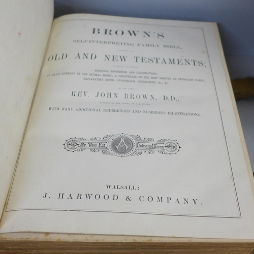 748 - A 19th Century family Bible published by J Harwood & Company with gilt metal fittings