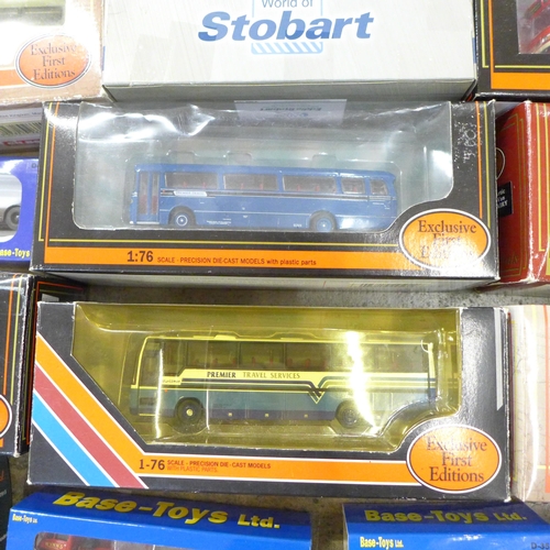 749 - A collection of thirteen EFE coaches and Eddie Stobart lorries, etc.