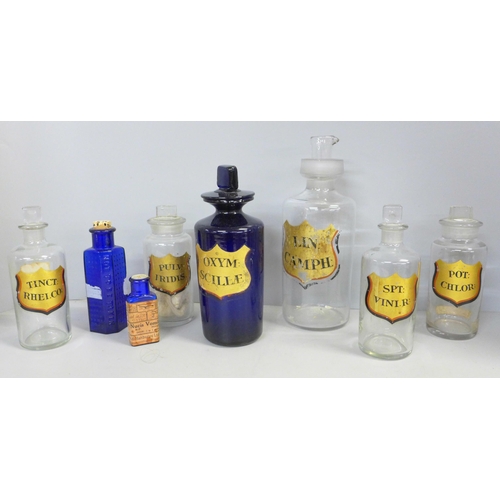 750 - A collection of 19th Century apothecary bottles and poison bottles