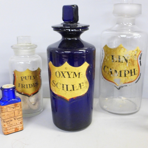 750 - A collection of 19th Century apothecary bottles and poison bottles