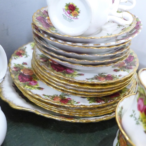 756 - A Royal Albert Old Country Roses six setting tea set, lacking two side plates and other ornaments an... 