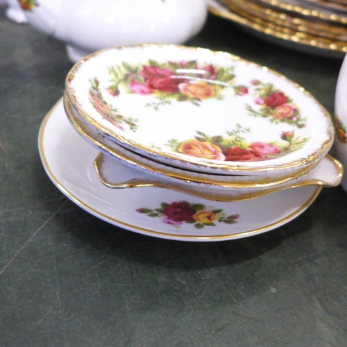 756 - A Royal Albert Old Country Roses six setting tea set, lacking two side plates and other ornaments an... 