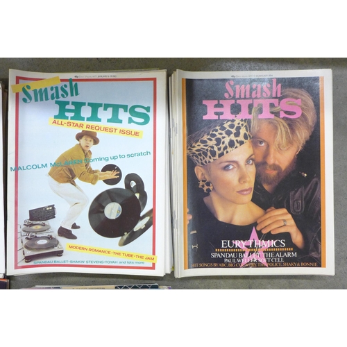 758 - A collection of Smash Hits magazines from 1982 to 1986, (issues for 10-9-86 to 23-9-86, 24-9-86 to 7... 