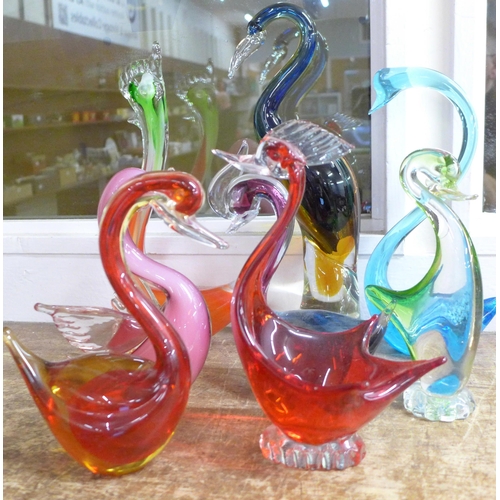 774 - Eight Murano glass models of birds