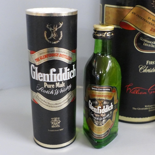 779 - A bottle of Glenfiddich Special Reserve pure malt scotch whisky and two miniatures