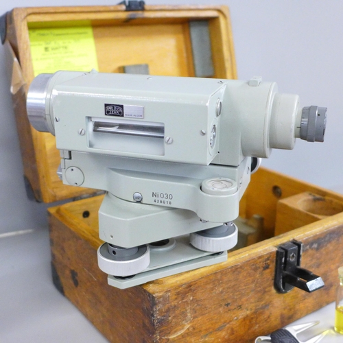 788 - A cased German theodolite and a cased drawing set