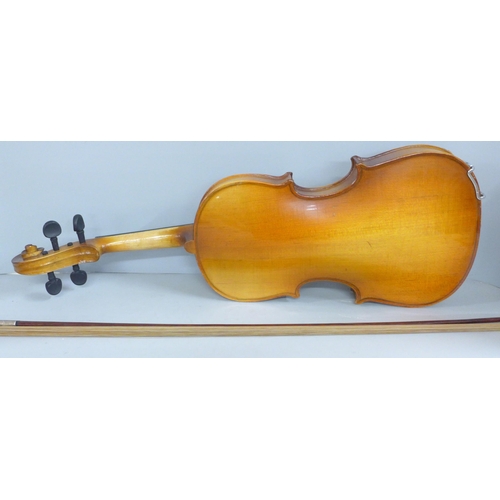 797 - A Chinese Skylark cased violin, back 34cm