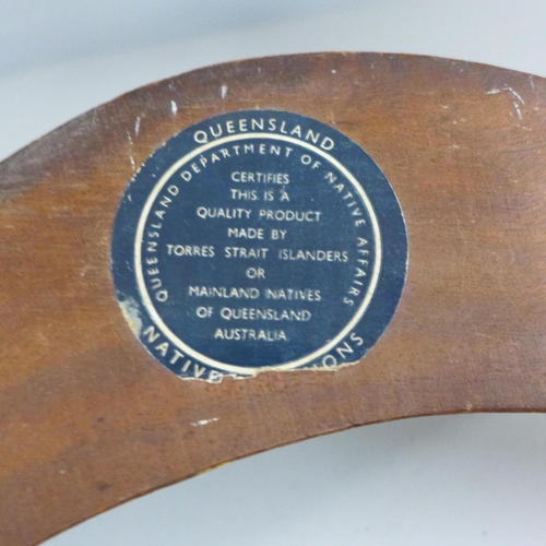 802 - A boomerang made in Queensland, Australia by Torres Strait Islanders or Mainland natives