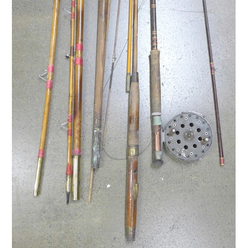 806A - Vintage fishing rods, a/f and a reel