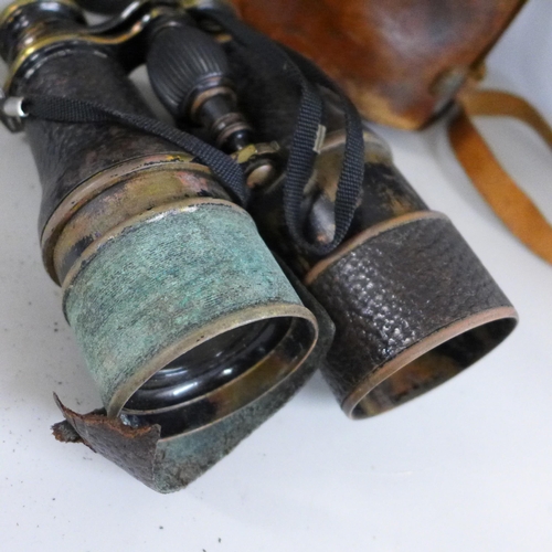 808 - A set of French WWI period binoculars and one other pair