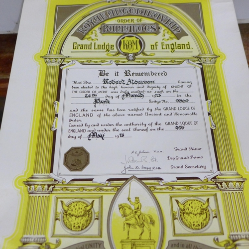 809 - A collection of Royal Antediluvian Order of Buffaloes ephemera and regalia