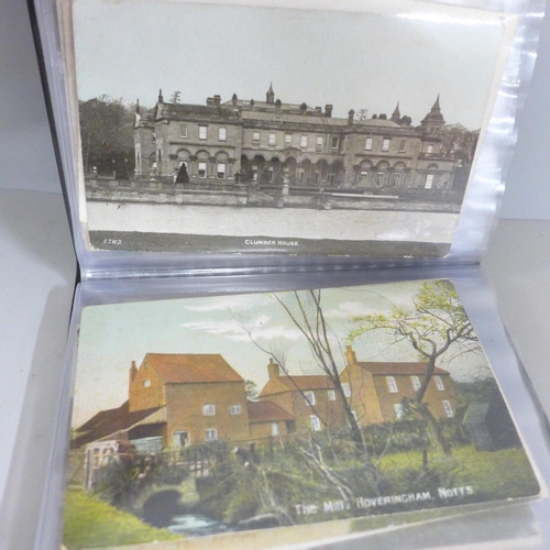 810 - Postcards; a small collection of Nottinghamshire postcards, including Clipstone Camp, Gonalston Smit... 