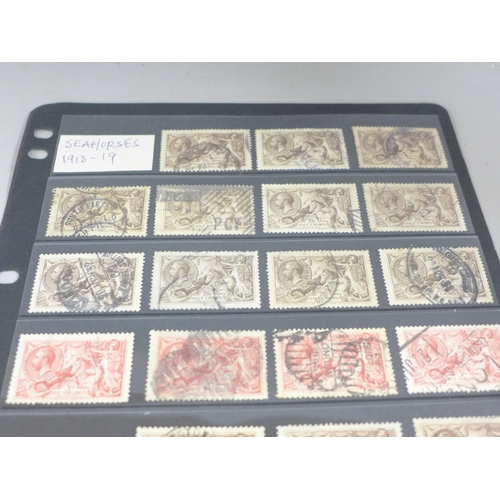 815 - Stamps; a stocksheet of Great Britain Seahorses