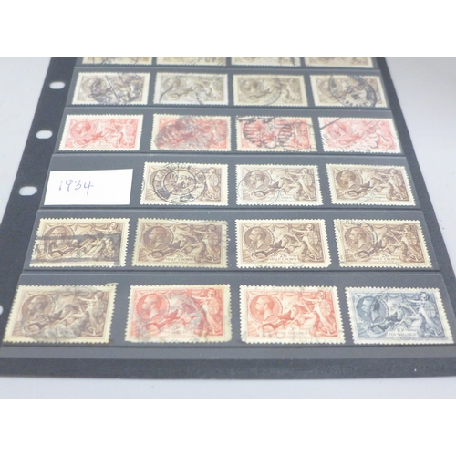 815 - Stamps; a stocksheet of Great Britain Seahorses