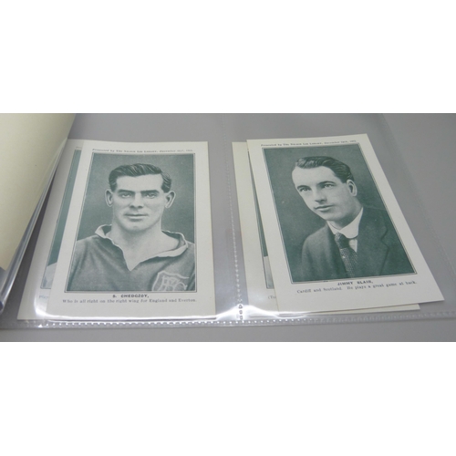 823 - Football cards, sets and part sets, Nelson Lee Library 1921-22 soccer star supplements (5); Adventur... 