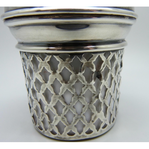 840 - A ‘Maclaren's Imperial Cheese’ sterling silver holder with lid and liner, 53g, liner chipped, height... 