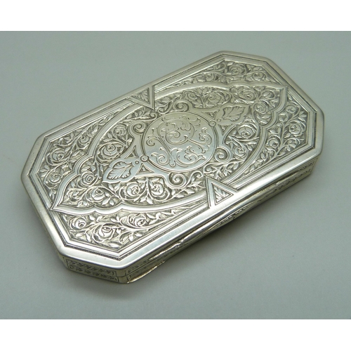 847 - An .800 silver double compact marked V. Leonani, total weight 80g, 8cm wide