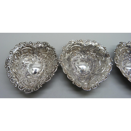 851 - Four Victorian silver salts, Birmingham 1894, 46g