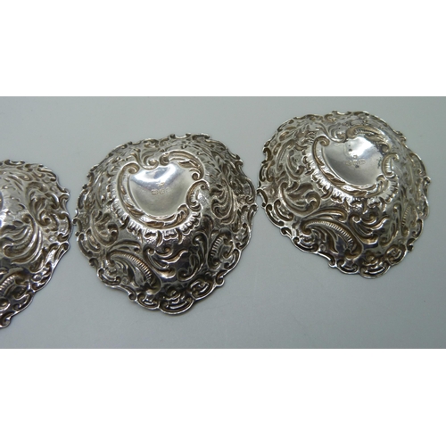 851 - Four Victorian silver salts, Birmingham 1894, 46g