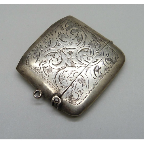 854 - A silver vesta case, Birmingham 1924