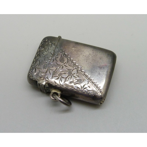 856 - A silver vesta case