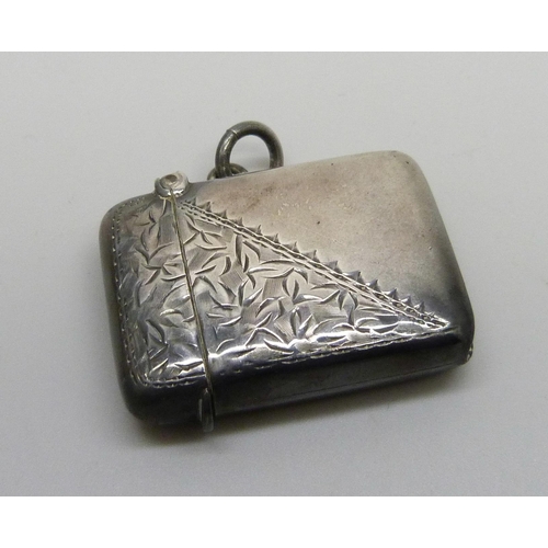 856 - A silver vesta case