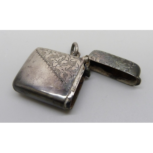 856 - A silver vesta case