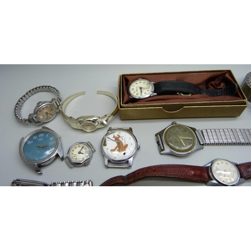 868 - Lady's and gentleman's mechanical wristwatches, (some a/f including blue dial Oris lacking case back... 