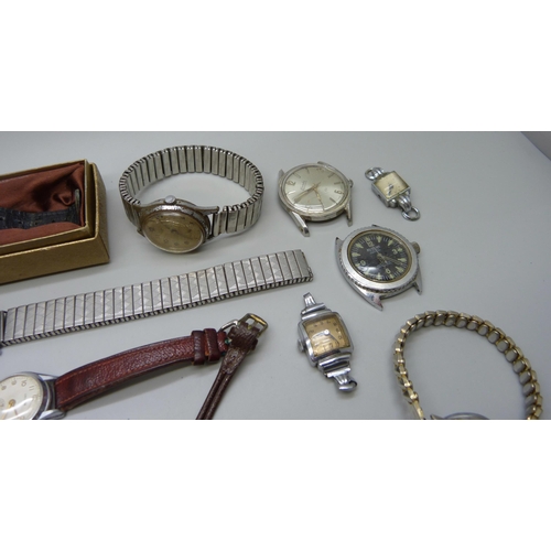 868 - Lady's and gentleman's mechanical wristwatches, (some a/f including blue dial Oris lacking case back... 