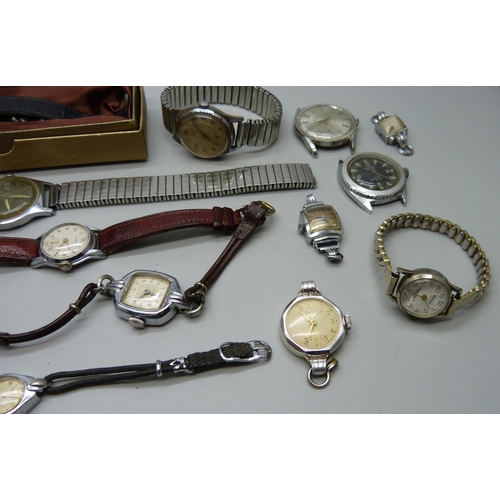 868 - Lady's and gentleman's mechanical wristwatches, (some a/f including blue dial Oris lacking case back... 