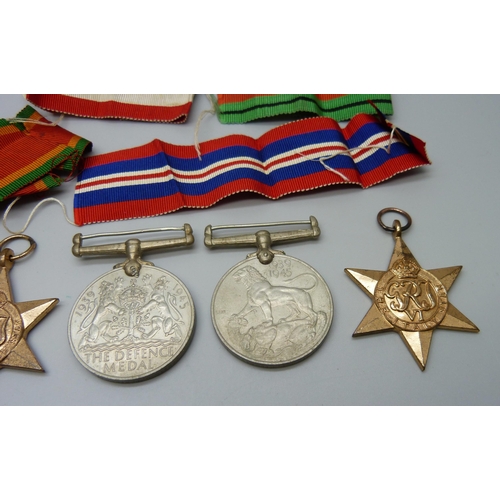 872 - A set of six WWII medals to 215510 D.P. Kershaw