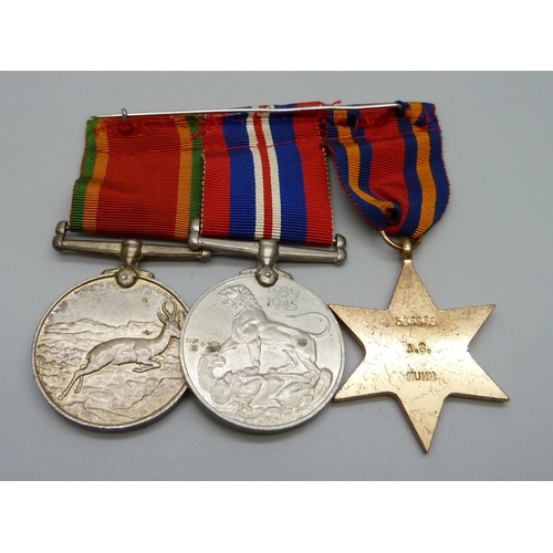 873 - Three WWII medals to 584936 A.S. Nunn