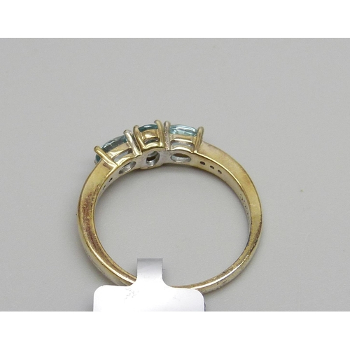 970 - A silver gilt topaz and zircon ring, R