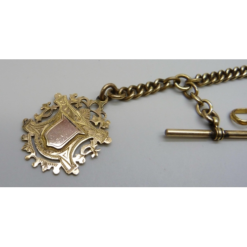 986 - A plated Albert watch chain with fob